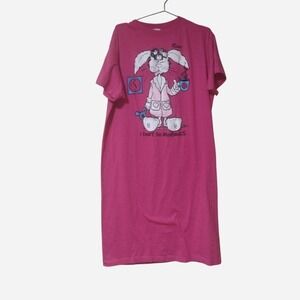 Pink bunny t shirt dress tee I don't do mornings bunny rabbit one size pajamas